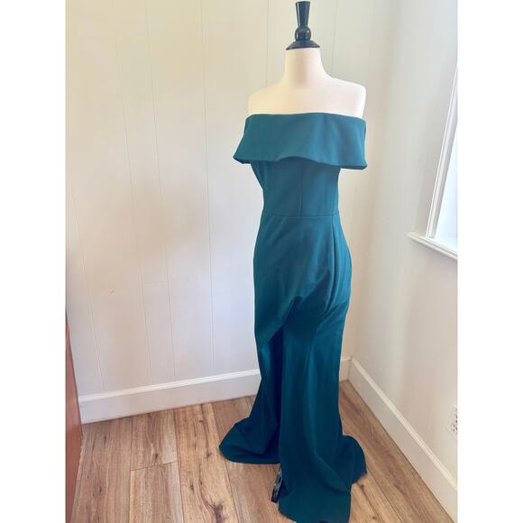 BHLDN Delice Off-The-Shoulder Dress Size 2 Jade Green - Picture 4 of 9